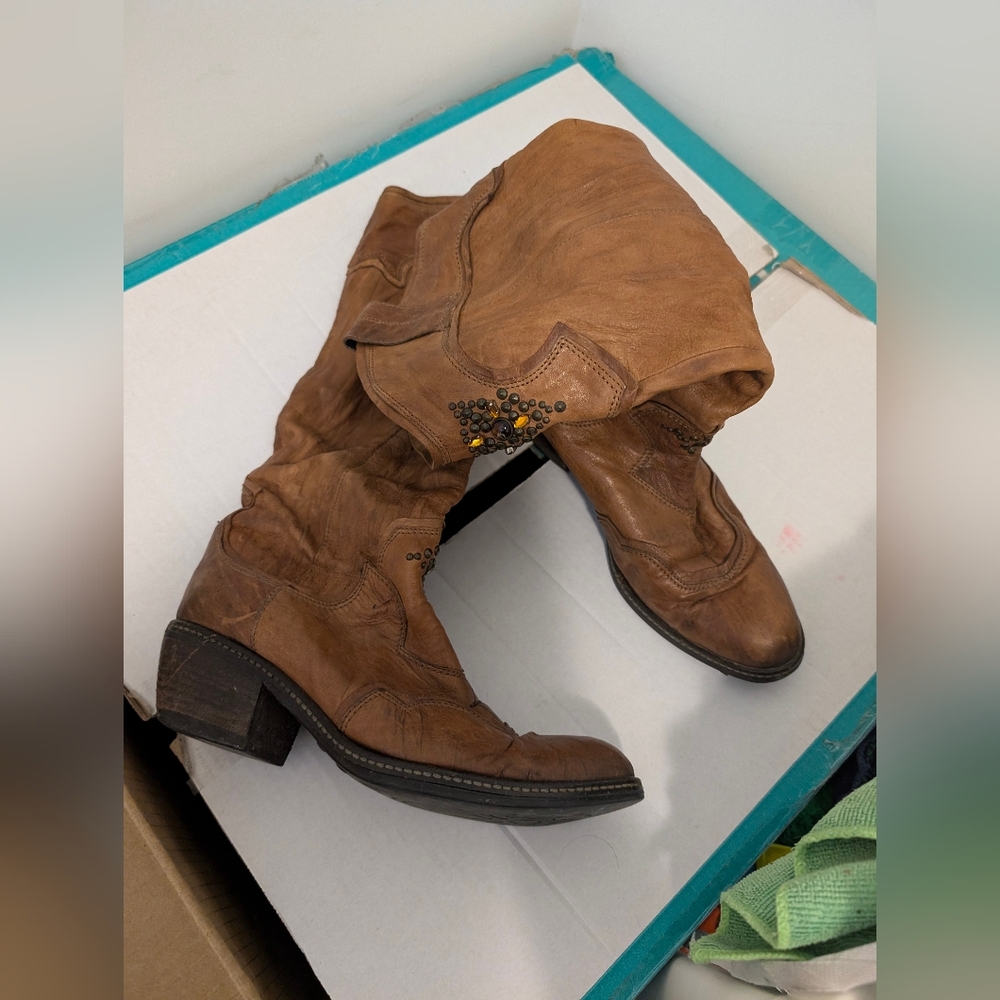 Cowboy/Western leather high boots